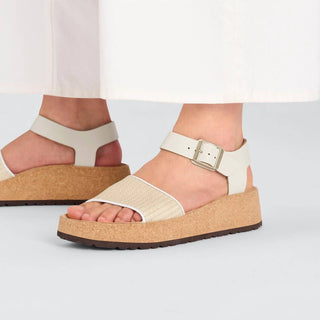 Birkenstock - Sandálias femininas de couro Glenda Raffia - Médias/Estreitas