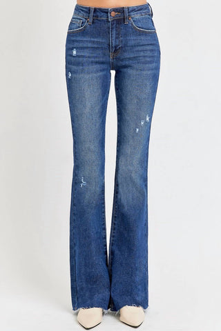 Risen - Calça Jeans Longa Flare Cintura Média