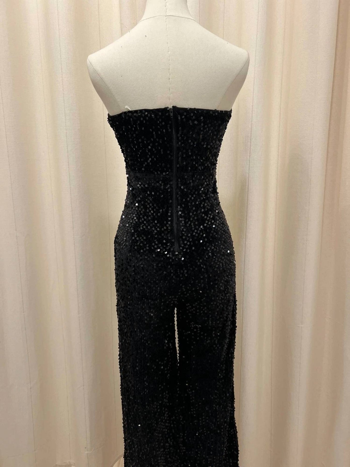 Hyfve - Women's Sequined Velvet Strapless Jumpsuit