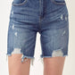 Risen - Distressed High Rise Thigh Shorts - Plus