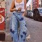 Core In Fashion - Heart Patch Wide Leg Denim