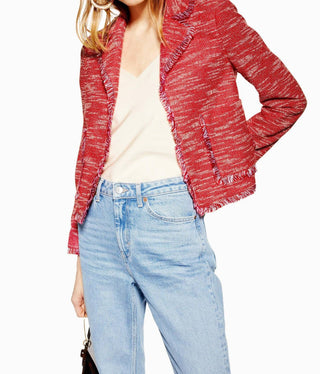 Topshop - Blazer Jersey Bouclé com Frente Aberta