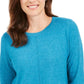 Karen Scott Suéter Feminino Gola Redonda Manga Longa Azul Tamanho XS