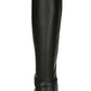 Franco Sarto Botas femininas com tira no tornozelo e detalhes metálicos Roxanne, bico quadrado, salto bloco e zíper, pretas, tamanho 9,5 M