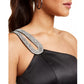 Vestido de cetim com um ombro só e corações com lantejoulas para jovens, preto, tamanho 7