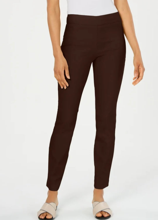 Calça feminina Chelsea Tummy Control Skinny Leg Tornozelo Charter Club Marrom Tamanho 8