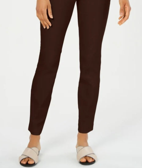 Calça feminina Chelsea Tummy Control Skinny Leg Tornozelo Charter Club Marrom Tamanho 8