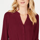 INC International Concepts International Concepts Blusa feminina com botões e torção frontal pequena, vinho, tamanho médio