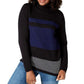 Karen Scott Suéter Feminino de Algodão com Gola Alta Colorblock Azul Tamanho Médio