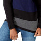 Karen Scott Suéter Feminino de Algodão com Gola Alta Colorblock Azul Tamanho Médio