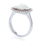 Anel Cameo Italiano em ouro branco 14K com concha e diamantes