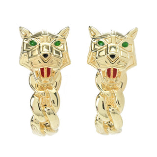 Brincos de pantera com diamante eletroformado banhados a ouro 23K Graziella