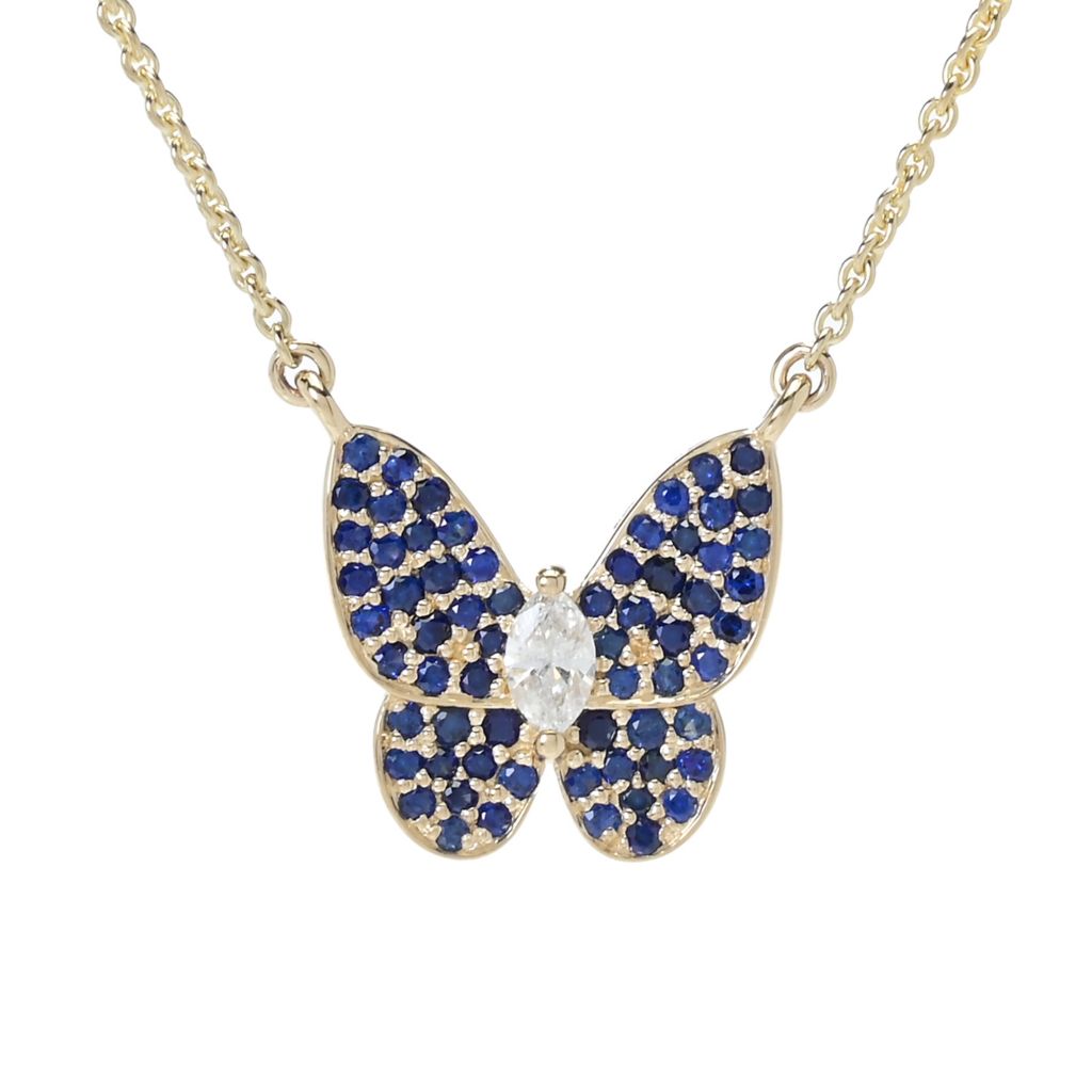 Pingente de borboleta com safira e diamante Gems of Distinction 0,53ctw com corrente