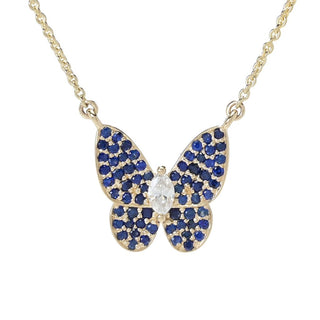 Gems of Distinction 0.53ctw Sapphire & Diamond Butterfly Pendant w/ Chain