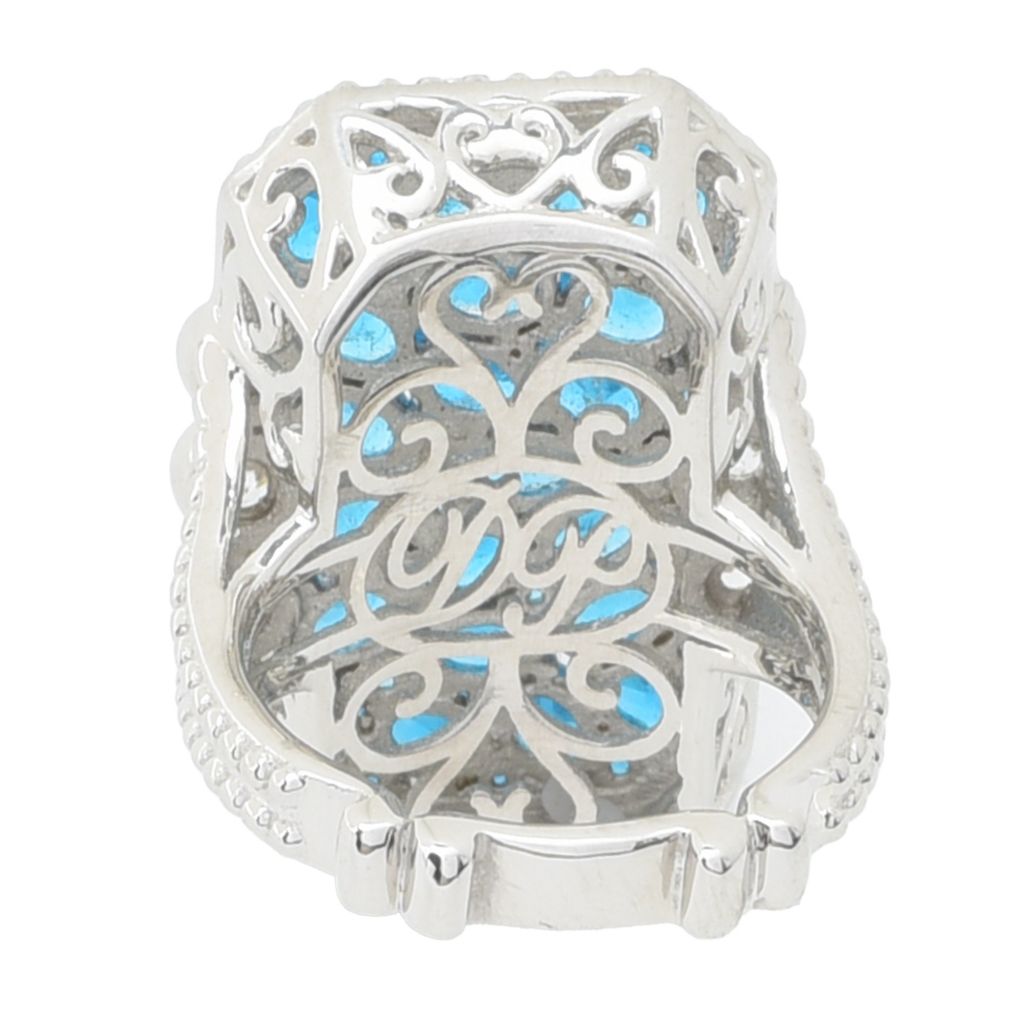 Anel alongado Dallas Prince 4,66ctw com apatita neon e zircônia branca