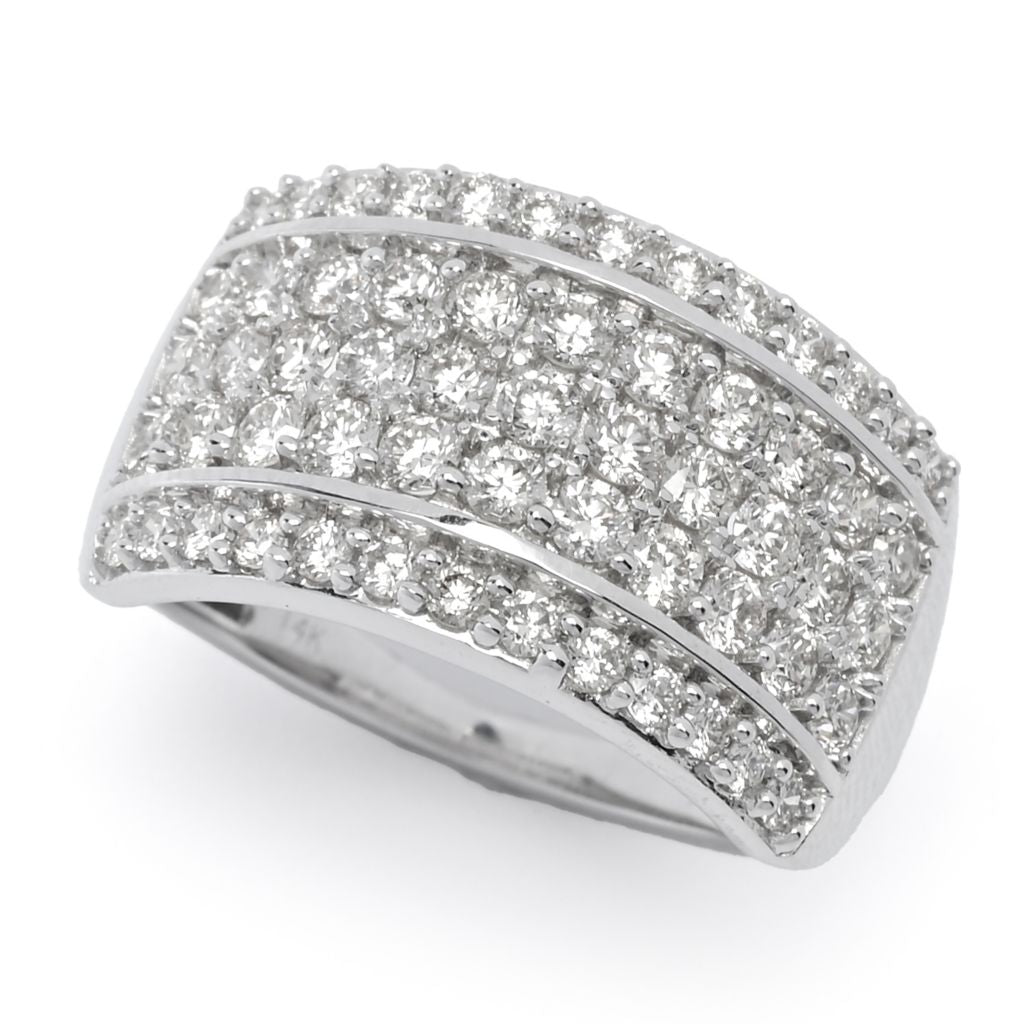 Anel de diamantes pavê de 1,51 ct em ouro branco 14K da Diamond Treasures