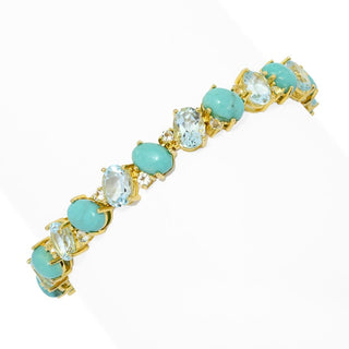 Pulseira Campitos Turquesa e Topázio Elemental Gems banhada a ouro 18K