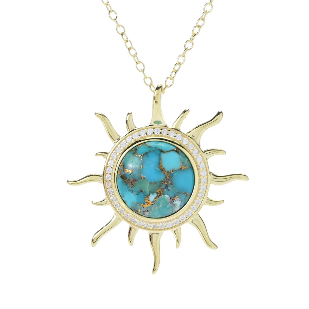 Pingente de Sol Elemental Gems 12mm Cobre Azul Turquesa e Zircônia