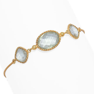 Pulseira Bolo de 3 Pedras Prasiolita 9,19ctw Banhada a Ouro 18K da Elemental Gems