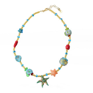 Il Murano di Francesca Colar de vidro Sealife Murano banhado a ouro 18K