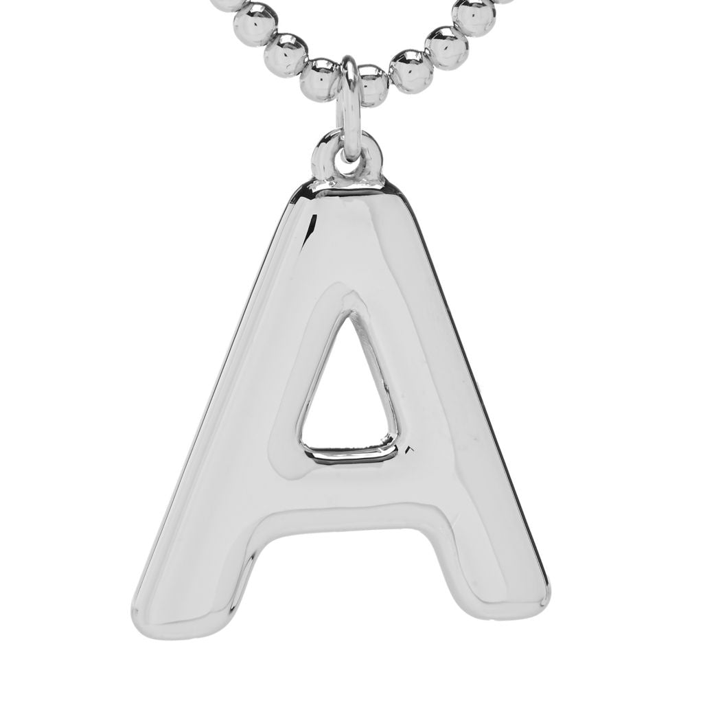 Pingente de escolha de inicial em prata italiana Sorrento com corrente de contas de 4 mm
