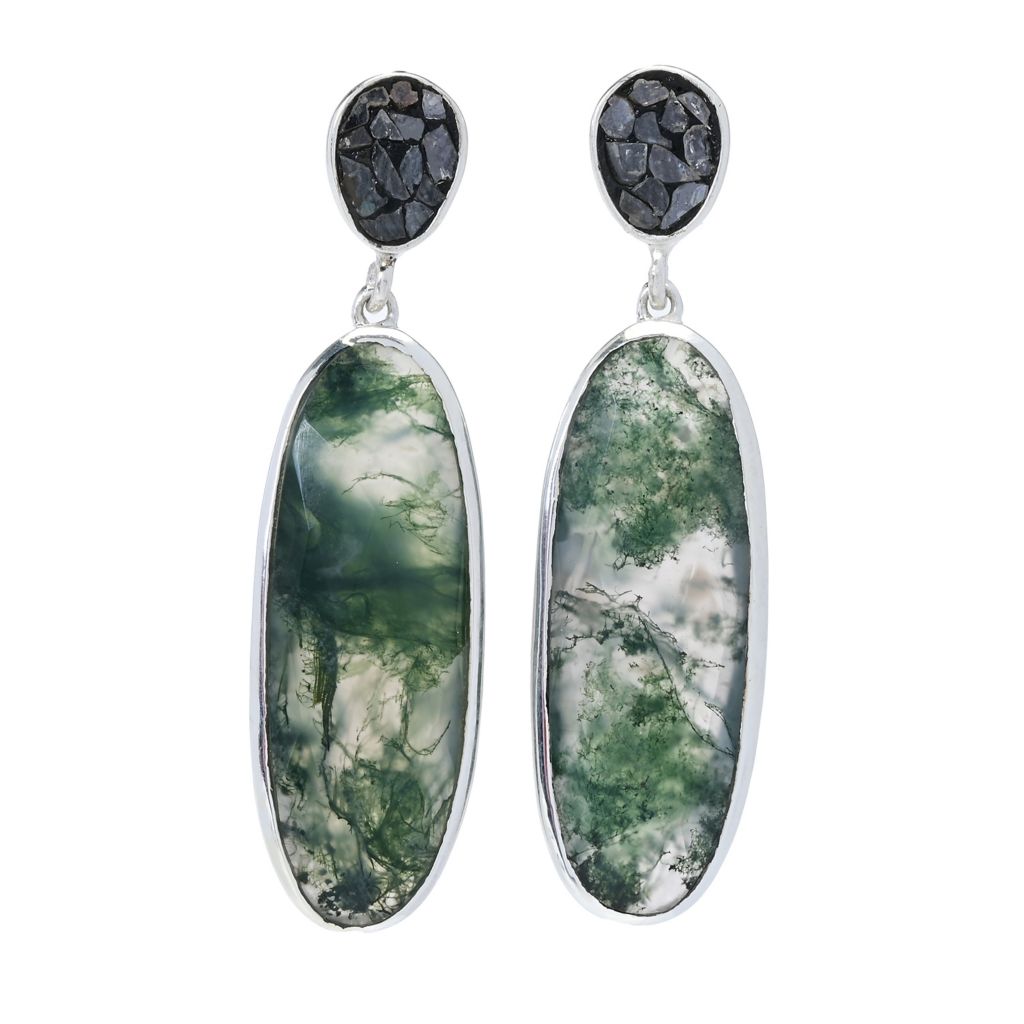 Brincos Artisan Silver de Samuel B. Choice of Gem &amp; Black Diamond Drop