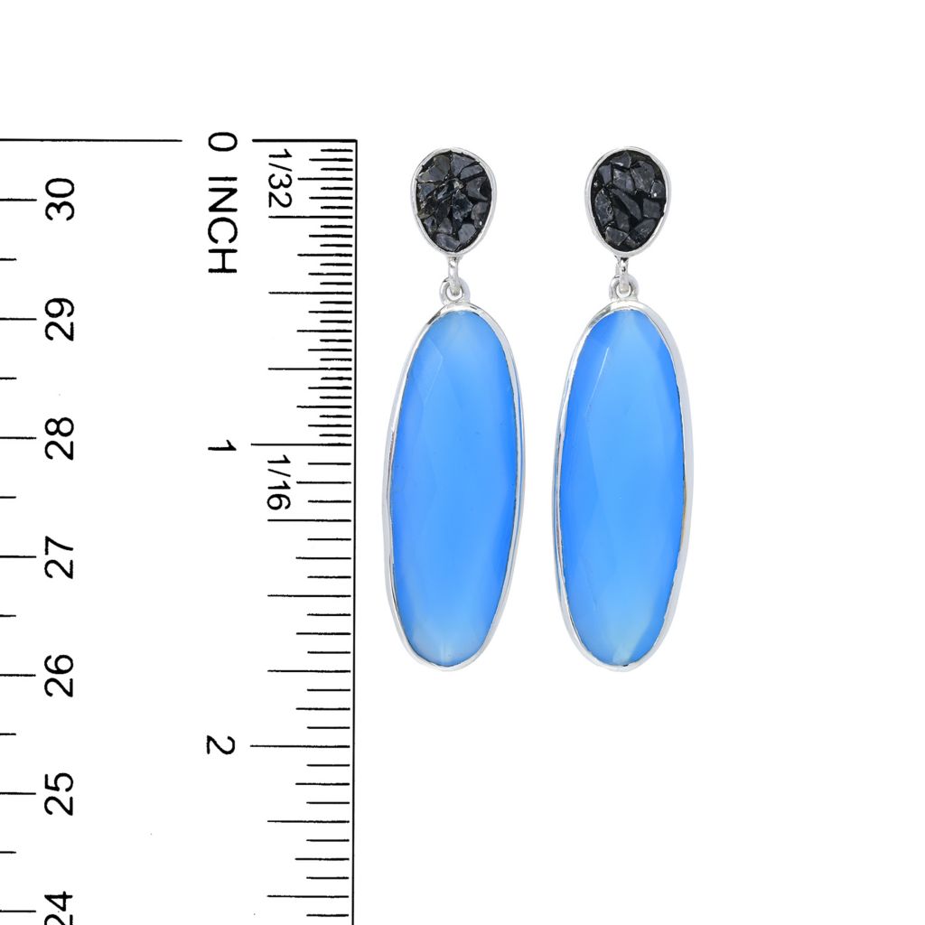 Brincos Artisan Silver de Samuel B. Choice of Gem &amp; Black Diamond Drop