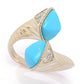 Anel Bypass CIRARI em ouro 14K, 8 mm, Bela Adormecida, turquesa e diamante