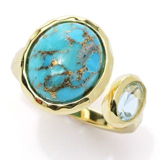 Anel Elemental Gems banhado a ouro 18K com escolha de pedras preciosas marteladas
