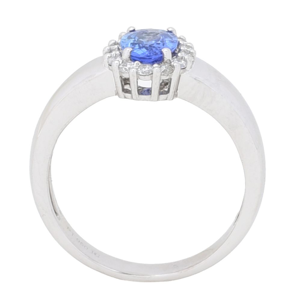 Joias de platina por Ralf Griwatz Anel com halo de diamante e gema preciosa de 1,04 quilates