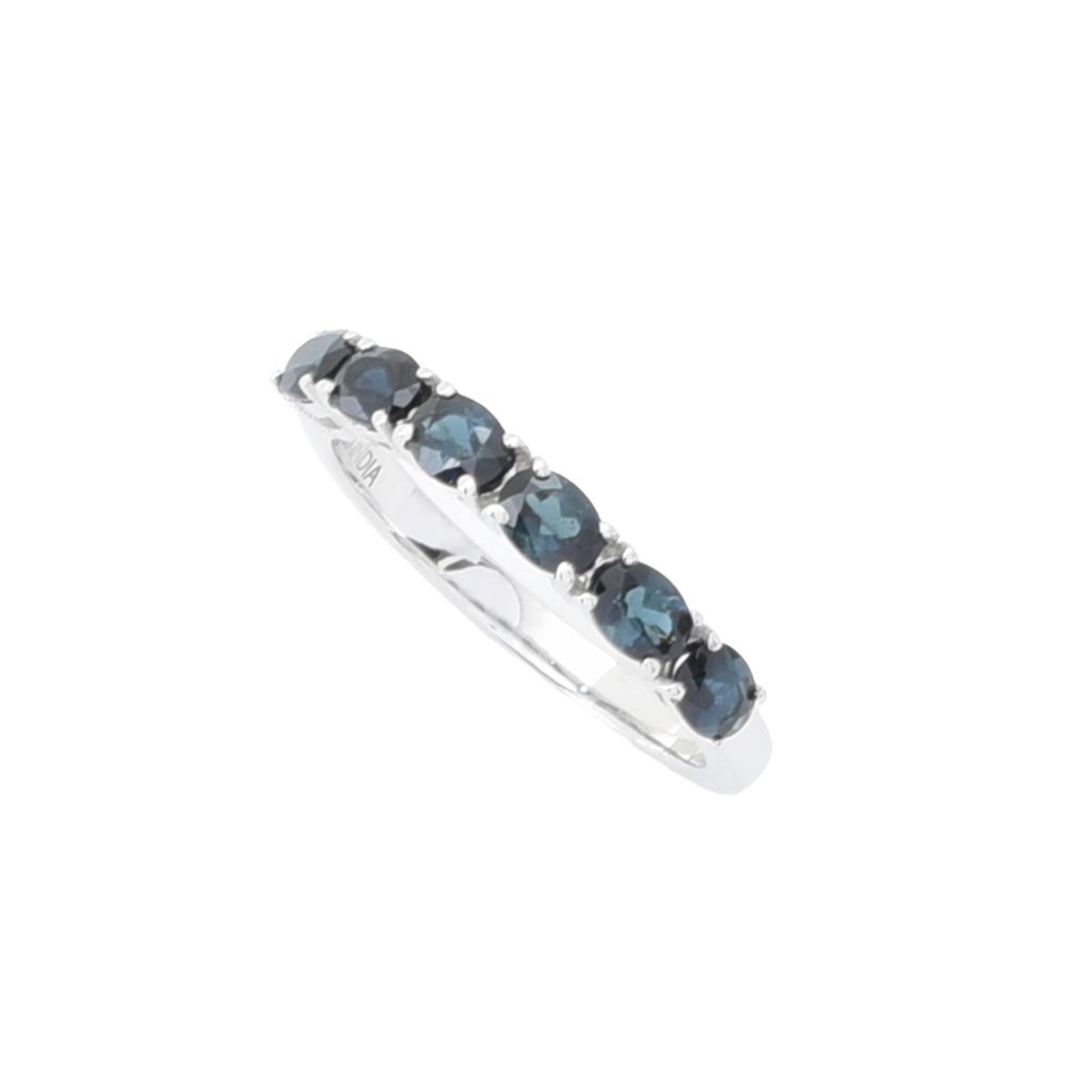 Anel de prata esterlina Gem Treasures 1,02ctw Indicolita com 6 pedras
