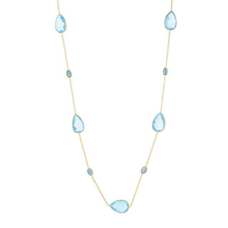 Colar Station banhado a ouro 18K de 39,10 quilates, azul-celeste e topázio azul-londrino