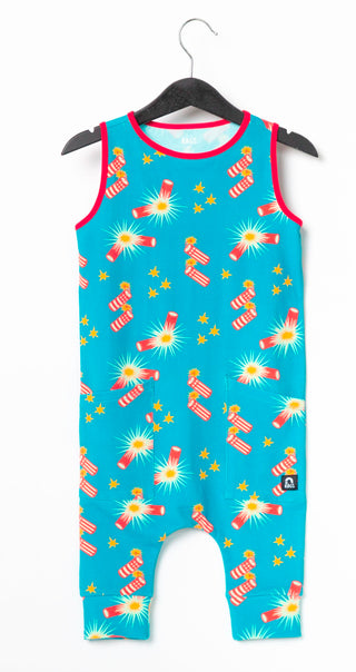 Macacão infantil RAGS Apparel com regata capri e bolso na cintura, azul, tamanho 12-18 meses