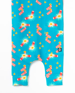 Macacão infantil RAGS Apparel com regata capri e bolso na cintura, azul, tamanho 12-18 meses