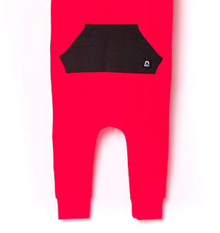 Macacão infantil de manga curta com bolso canguru RAGS Apparel, vermelho, tamanho 2T