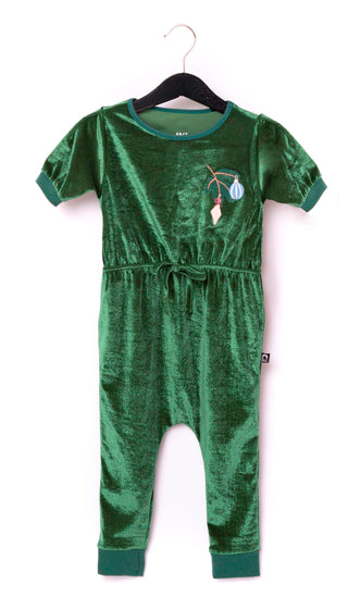 Macacão infantil RAGS Apparel com manga bufante e cintura franzida, tamanho 2T, verde