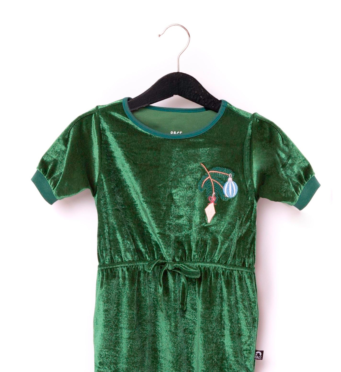 Macacão infantil RAGS Apparel com manga bufante e cintura franzida, tamanho 2T, verde