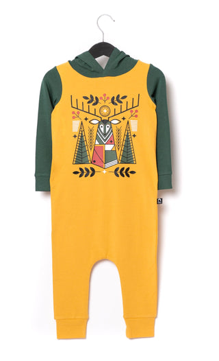 Macacão infantil de manga comprida com capuz RAGS Apparel, amarelo, tamanho 2T