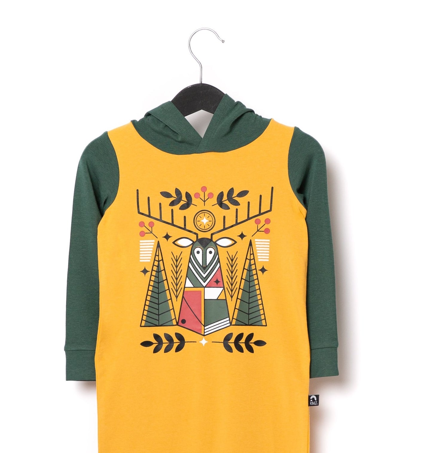 Macacão infantil de manga comprida com capuz RAGS Apparel, amarelo, tamanho 2T