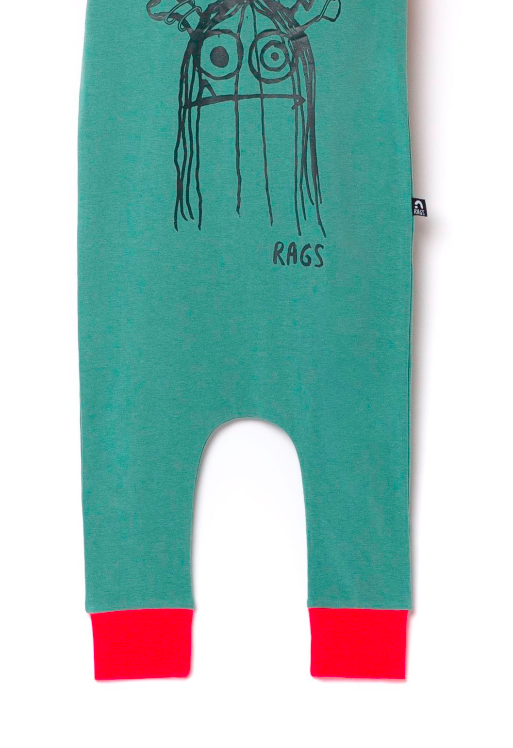 Macacão infantil de manga curta com capuz e tecido Rag da RAGS Apparel, verde, tamanho 2T