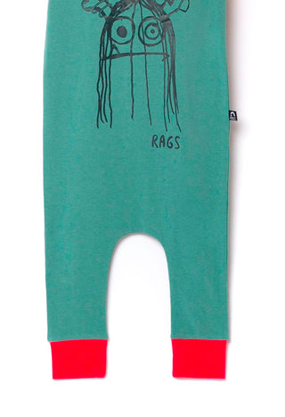 Macacão infantil de manga curta com capuz e tecido Rag da RAGS Apparel, verde, tamanho 2T