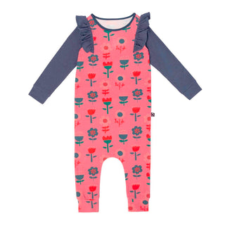 Macacão infantil de manga comprida com babados RAGS Apparel, rosa, tamanho 18-24 meses