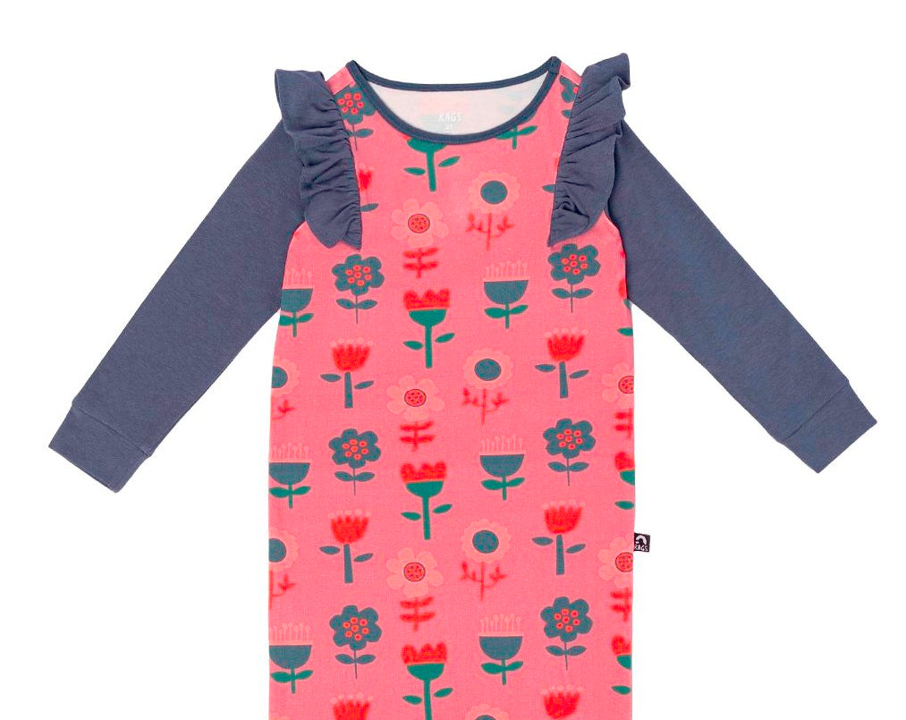 Macacão infantil de manga comprida com babados RAGS Apparel, rosa, tamanho 18-24 meses
