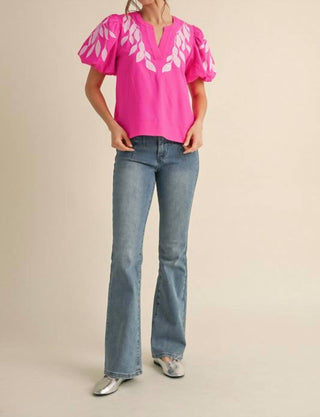 Jodifl - Gwen Embroidered Puff Sleeve Top