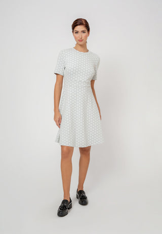 Leota Women's Cameo Luxe Jacquard Mackenzie Dress White