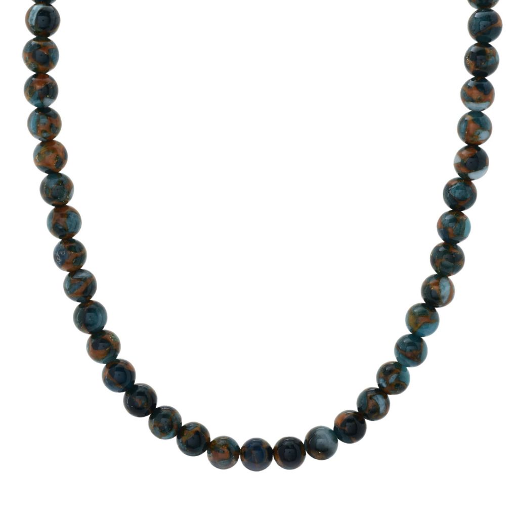 Colar de pérolas navajo de prata esterlina e contas de pedras preciosas de 8-8,5 mm da Southwest Elements