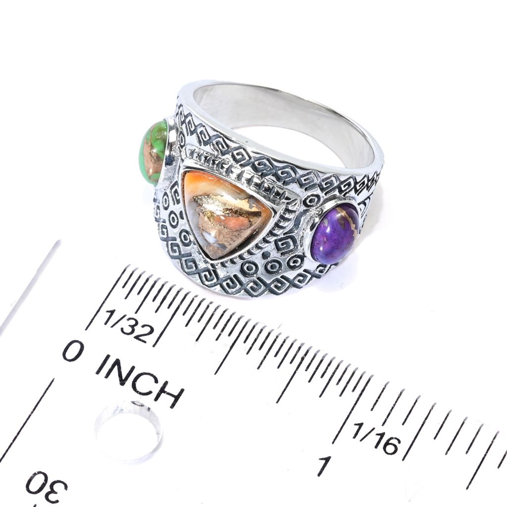 Anel de prata esterlina com turquesa e 3 pedras da Southwest Elements Choice of Mohave