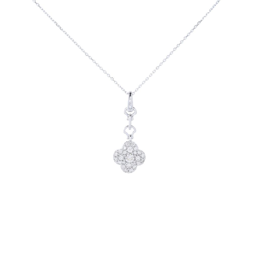 Morris &amp; David Escolha de pingente de trevo de diamante de 0,50ctw em ouro 14K com corrente