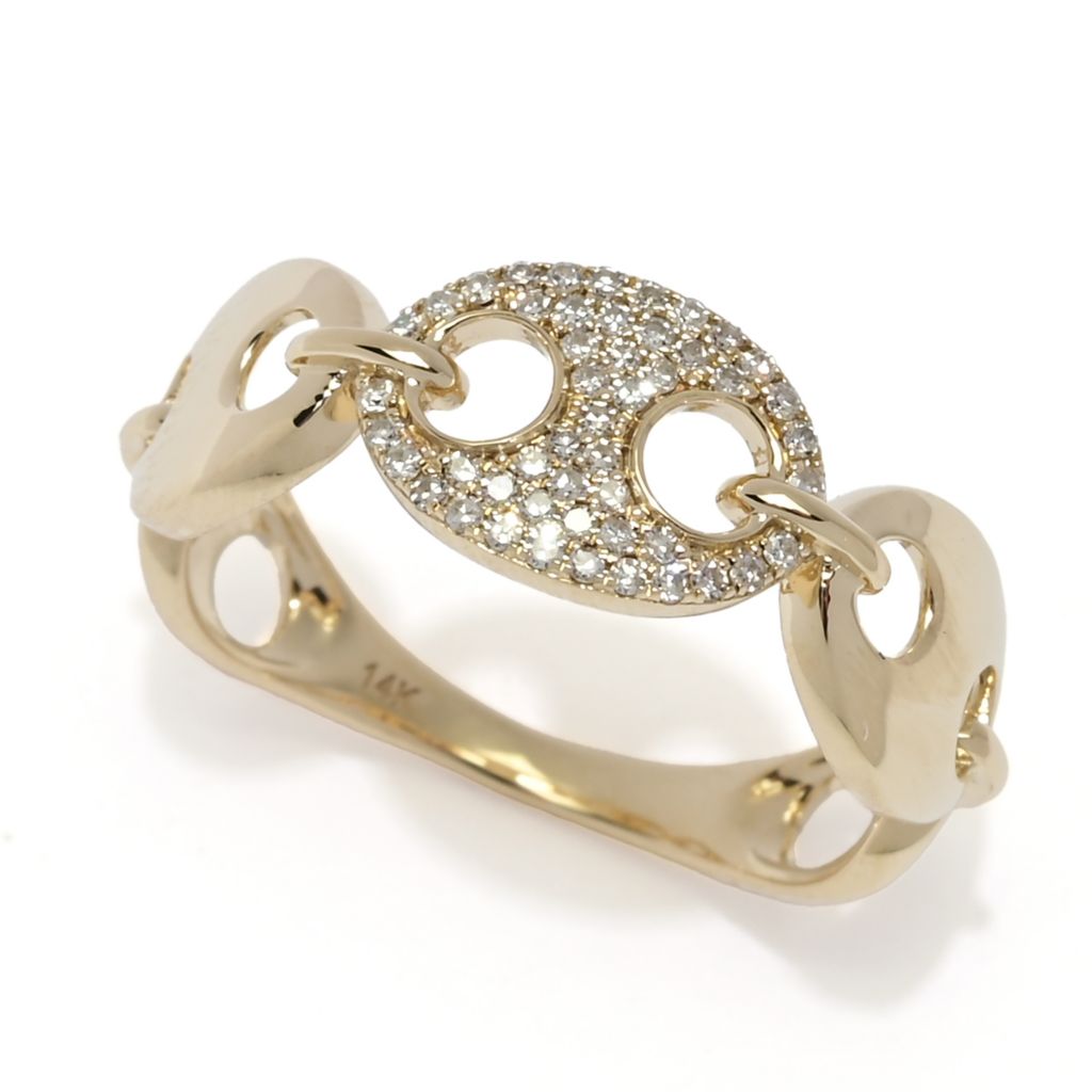 Anel de diamantes pavê de 0,15ctw em ouro 14K da Sabrina Designs, 2,5 gramas