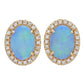 Brincos Sabrina Designs em ouro 14K polido com opala e diamante de 6x4 mm